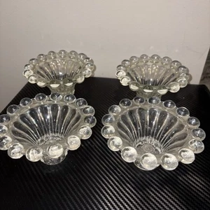 SET OF 4 ANCHOR HOCKING BOOPIE BERWICK CANDLE HOLDERS CANDLEWICK STYLE - Picture 1 of 6