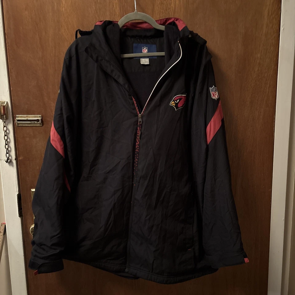 Reebok NFL On Field Arizona Cardinals Hooded Jacket Mens XXL Black Red Zip Up - Image 1 of 4