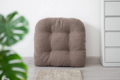 U-Shaped Bouclé Chair Cushion — Warm Taupe - Image 1 of 4