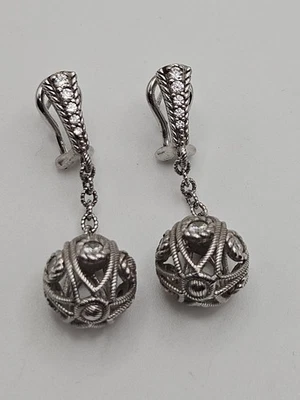 Pendientes colgantes Judith Ripka de plata de ley transparente DQ CZ con cuentas de trufa  Foto 1 de 4