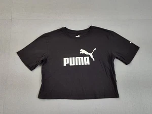 Puma Damen T-Shirt XS Schwarz Cropped Logo Tee Top Freizeit Relaxed Rundhals Kuschelig - Bild 1 von 17