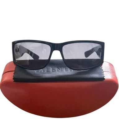 Valentino 1160 807 Black Sunglasses with Hard Shell Red Case Y2k - Image 1 of 4