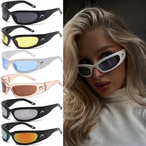 Moon Rectangular Punk Sunglasses Men Women Fashion Hip Hop Outdoor Sports Shades - Picture 1 of 18