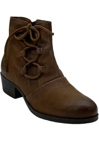 Miz Mooz Leather Side-Tie Ankle Boots Baxter Hazelnut - Picture 1 of 3