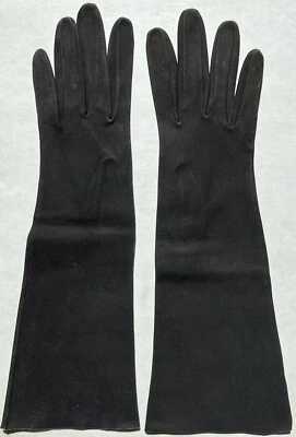 LOEWE Guantes Ópera Gamuza Negra Vintage Talla 7 Hechos en España 13.5" Largo Foto 1 de 4