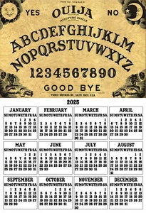 OUIJA BOARD GAME WICCA PSYCHIC PARANORMAL DESK FRIDGE 2025 CALENDAR MAGNET - Picture 1 of 1