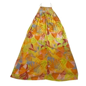 C&C California Tropical Bright Print Halter Maxi Sun Dress Linen Blend S - Picture 1 of 7