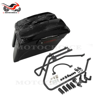 Black Saddlebags Saddle Bag & Conversion Brackets For 2004-2014 Harley Sportster - Image 1 of 4