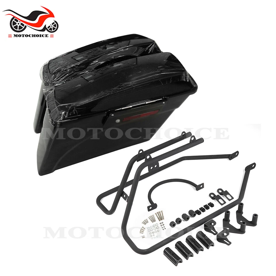 Black Saddlebags Saddle Bag & Conversion Brackets For 2004-2014 Harley Sportster Foto 1 de 4