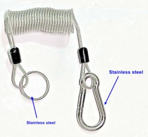 Silver Tools Lanyard – Retractable anti drop Safety Tether Carabiner & Ring - Picture 1 of 11