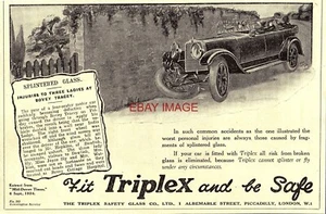 Advert TRIPLEX Motor Car Safety Glass (3) Vintage Original 1925 Print Ad 726/31 - Picture 1 of 1