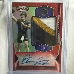2024 Panini Certified Devin Leary Red Freshman Fabric Autograph Devin Leary (RC) - Picture 1 of 8