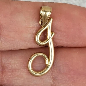 real 10k yellow gold script initial J pendant charm 0.95 inch long - Picture 1 of 6