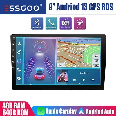 Autoradio 2 DIN 9 Pollici Android 14 Carplay 4+64GB GPS Navi RDS WiFi Bluetooth - Immagine 1 di 4