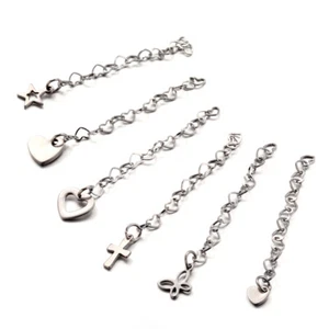Cadenas extensoras de eslabón cardíaco de acero inoxidable de 50 hilos con dijes estilo mixto - Imagen 1 de 2