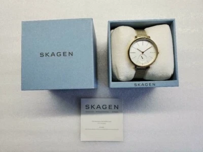 RELOJ SKAGEN HAGEN ESFERA BLANCA MALLA DORADA ACERO INOXIDABLE DAMAS SKW2436 NUEVO Foto 1 de 4
