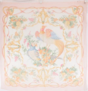 Ferragamo Scarf Bird 100% Silk chiffon pink 33.5 x 33.5 inch Made in Italy Rare - Picture 1 of 19