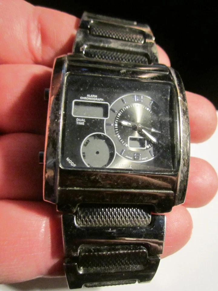 RELOJ ESTRUCTURA GRANDE DOBLE HORA NO FUNCIONA - SE ADAPTA A MUÑECA 7 1/2" - AG Foto 1 de 4
