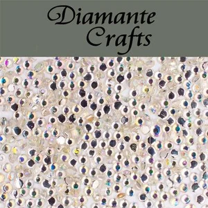 1000 x 1mm Clear Iridescent AB Diamante Loose Flat Back Rhinestone Craft Gems - Picture 1 of 1