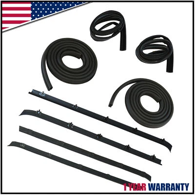 Front Door Window Run Sweep Felts Weatherstrip Seals Kit Set for Chevy GMC Truck - Image 1 of 4
