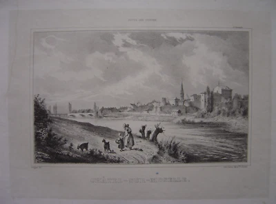 Grande lithographie de Châtel-sur-Moselle 1840 - Photo 1/2