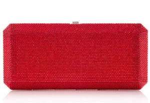 Judith Leiber schmale rechteckige rote Abendtasche Clutch Kristall Minaudiere g - Bild 1 von 5