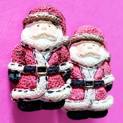 Vintage La Mode Christmas Stitchery Santa Hand Painted Button 2-Pack #1664 Used - Image 1 of 4