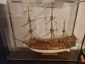 Schiffsmodell historisch, handgefertigt, Länge:77cm, Höhe:57cm - Bild 1 von 8