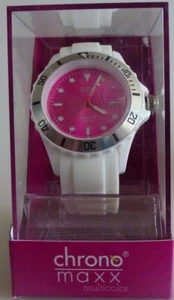 chrono maxx multicolor Uhr DAU HAU weiß Silikonuhr ZB pink Batterie leer Neuware - Picture 1 of 1