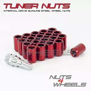 20 x Red Tuner Wheel Nuts M12x1.25 Fits Subaru Justy Impreza STI WRX Wagon - Picture 1 of 4