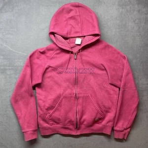 Woman's Girls Carrhartt Full Zip Hoodie Sweatshirt Pink Y2K Large 12/14 - Picture 1 of 9