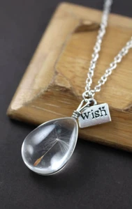 Natural Dandelion Seed Wish Pendant MUM Oval Necklace Mothers Day Jewellery Gift - Picture 1 of 10