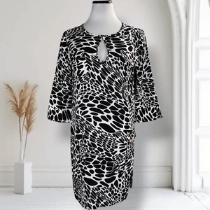 Diane Von Furstenberg Mini Shift Dress Size 8 Agnes Abstract Utility Pockets - Picture 1 of 16