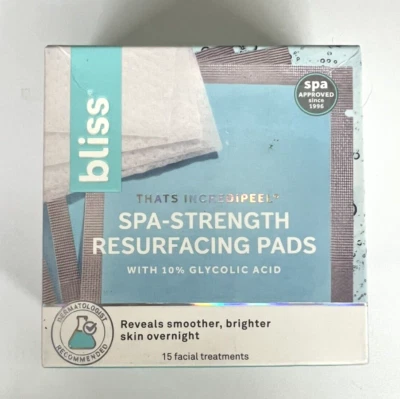 Almohadilla de rejuvenecimiento Bliss Spa-Strength con ácido glicólico 10 % 15 tratamientos faciales nueva en caja Foto 1 de 2