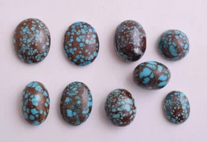 Egyptian Turquoise spiderweb Cabochon/ 9 Cab cabochon stone- 185 Carats-Lot - Picture 1 of 10