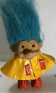 Troll Vintage Russ / Ace Troll Doll Yellow Raincoat 5” Red Shoes One If Kind - Picture 1 of 7