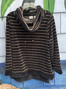 Zenergy By Chicos Velour Lurex Striped Cowl Neck Tunic Top Women’s L Size 2 - Picture 1 of 12