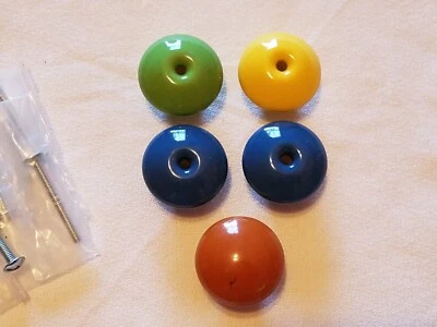 Vintage Hardware Porcelain Knobs Handles Pulls - lot of 5 - multi-colors - Image 1 of 3