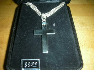 .925 Sterling Silver 17Inch Chain with Cross cutout heart 13.8 Grams $89.99 - Picture 1 of 2