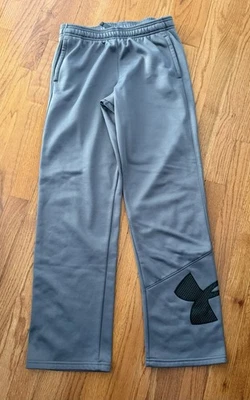 Pantalones deportivos Under Armour gris Coldgear Storm con logotipo grande para niños jóvenes grandes YLG Foto 1 de 4