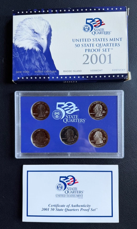 2001 UNITED STATES MINT 50 STATE QUARTERS PROOF SET WITH COA IN OGP - Image 1 of 3