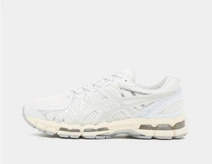 ASICS GEL-KAYANO 20 In Bianco E Argento Con Accenti Gialli UK 8 - Foto 1 di 6