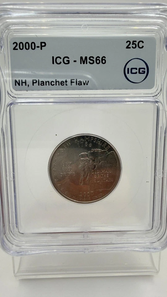 2000 P New Hampshire Planchet Flaw Proof State Quarter ICG MS66 - Image 1 of 3