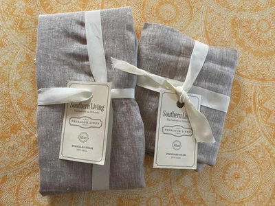 Nuevo con etiquetas Southern Living Heirloom lino fundas estándar gris - Juego de dos Foto 1 de 4