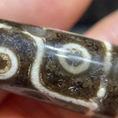 Ancient Tibetan DZI Beads Old Agate 12 Eye Totem Amulet Pendant 52×13mm #3184 - Image 1 of 4