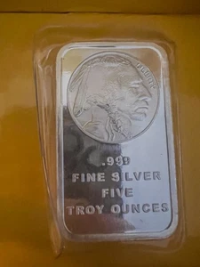 5oz .999 Fine Silver Bar Buffalo / Indian Head – Sealed Bullion investment grade - Picture 1 of 4
