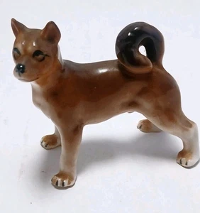 Vintage Shiba Inu Dog Miniature Bone China Figurine 1950's-60's Japan - Picture 1 of 12