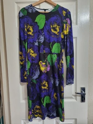 Erdem Eileen Dress Knee Length Floral Purple Ponte Jersey Size UK 10 - Image 1 of 4