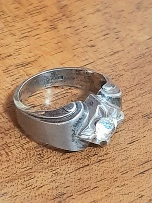 ANELLO ARGENTO 925 UOMO Ring Man SOLITARIO ZIRCONE TAGLIOl BRILLANTE  $ - Immagine 1 di 4