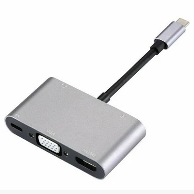 Aluminum Alloy 5 in 1 USB-C PD Type-C Adapter Converter Hub HDMI/4K, VGA/1080P A - Image 1 of 4